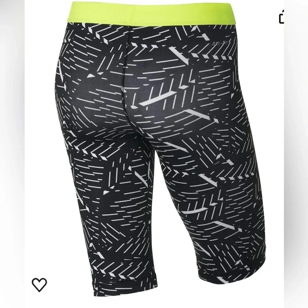 Nike Women’s Pro 11 Bash Training Shorts White/Black/Volt Size Medium - Picture 2 of 11